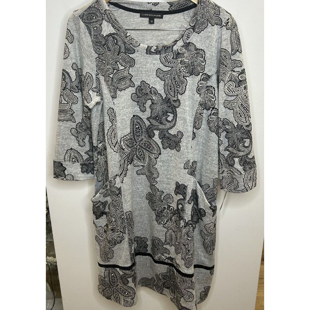 NWT Chris‎ McLaughlin Plus Size Puff Paisley 3/4 Sleeve Dress Size 12